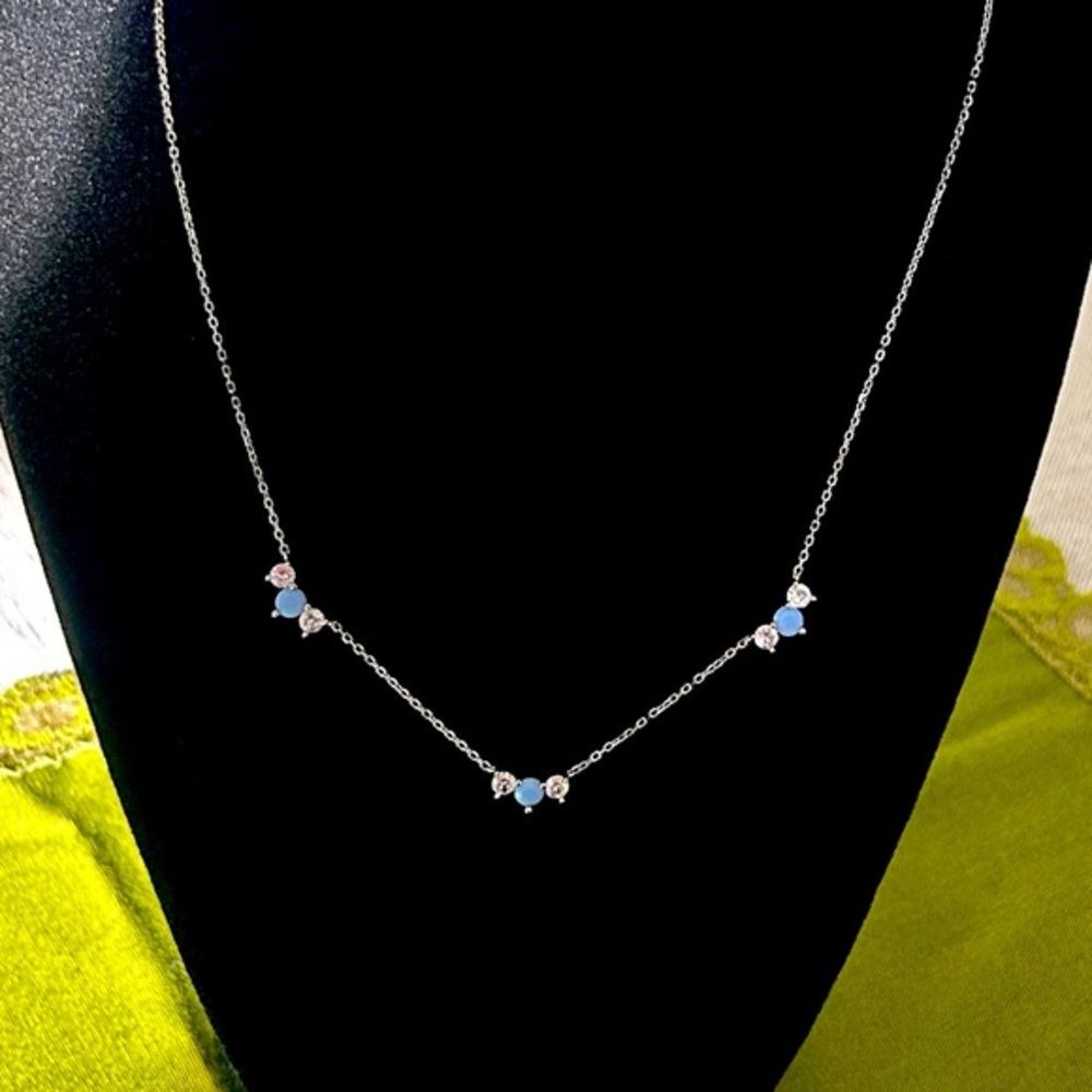 Beautiful Sterling Silver Necklace Crystal Accents